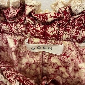 Doen Red and Cream Floral Pants